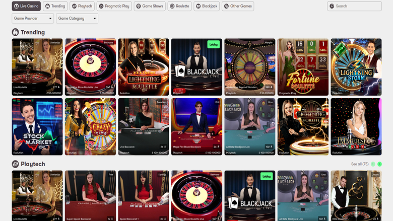 10Bet Casino — Live dealer lobby