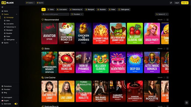 10Black Casino — Games lobby