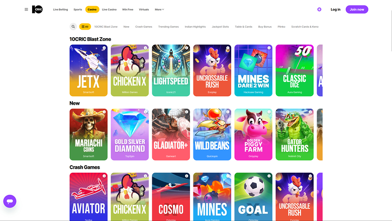 10cric Casino — Games lobby