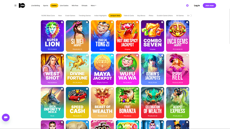 10cric Casino — Jackpot games