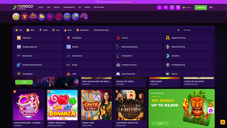11croco Casino — Games by studio