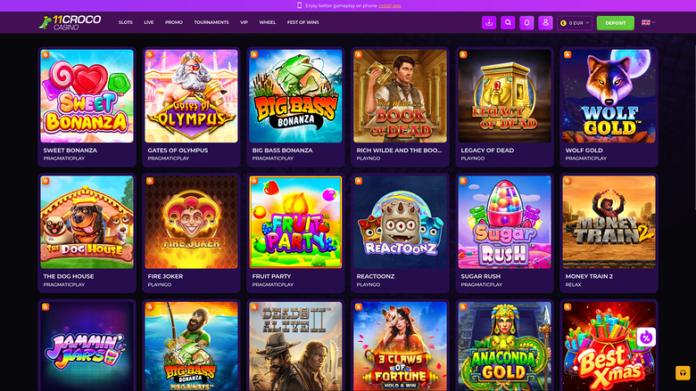 11croco Casino — Games lobby