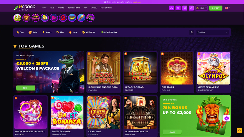 11croco Casino — Homepage