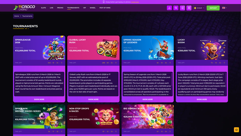 11croco Casino — Tournaments