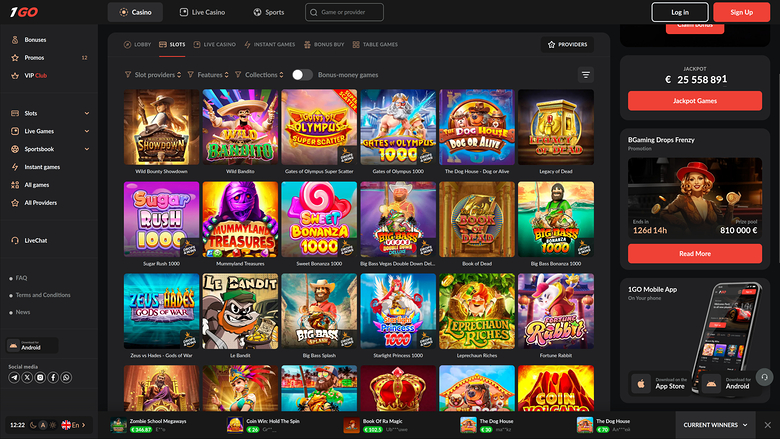 1GO Casino — Games lobby