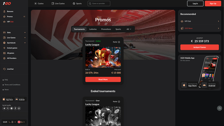 1GO Casino — Promotions page