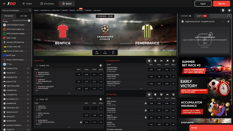 1GO Casino — Sportsbook