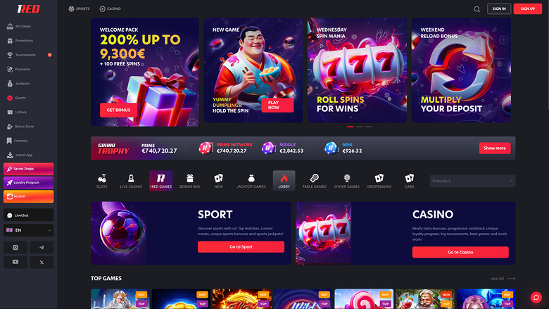 1red Casino — Homepage