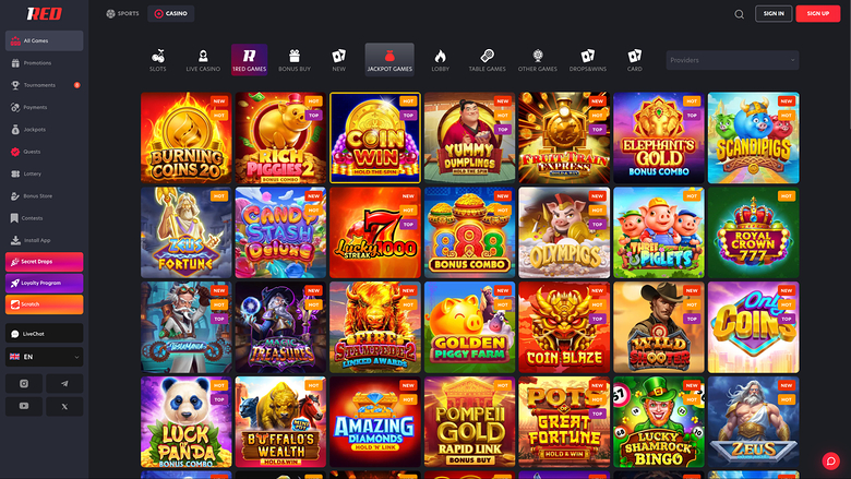1red Casino — Jackpot games