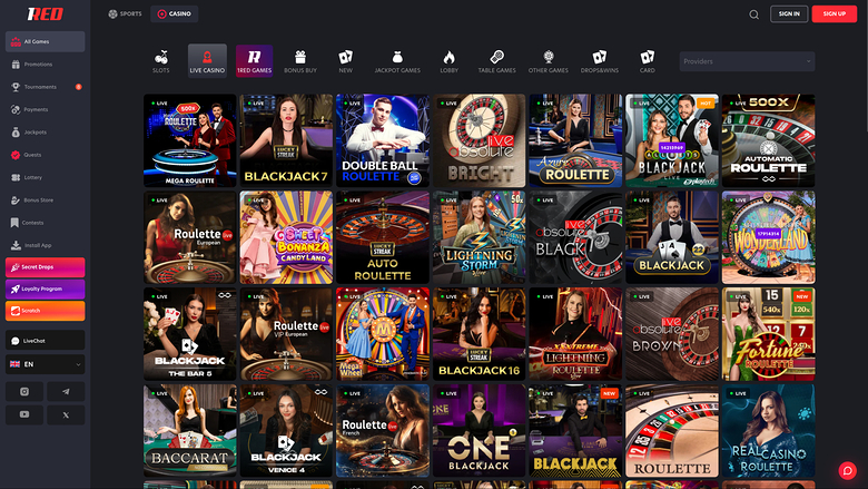 1red Casino — Live dealer lobby