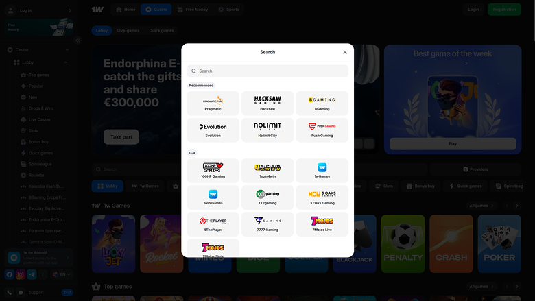 1win Casino — Games by studio