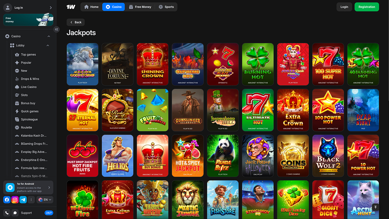 1win Casino — Jackpot games