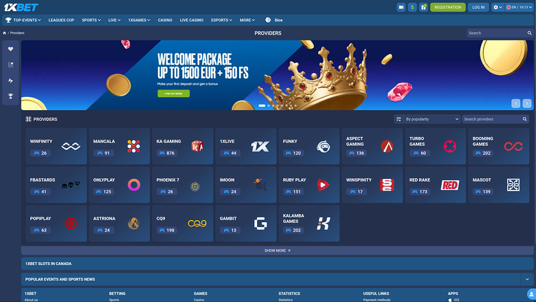 1xBet Casino — Games by studio