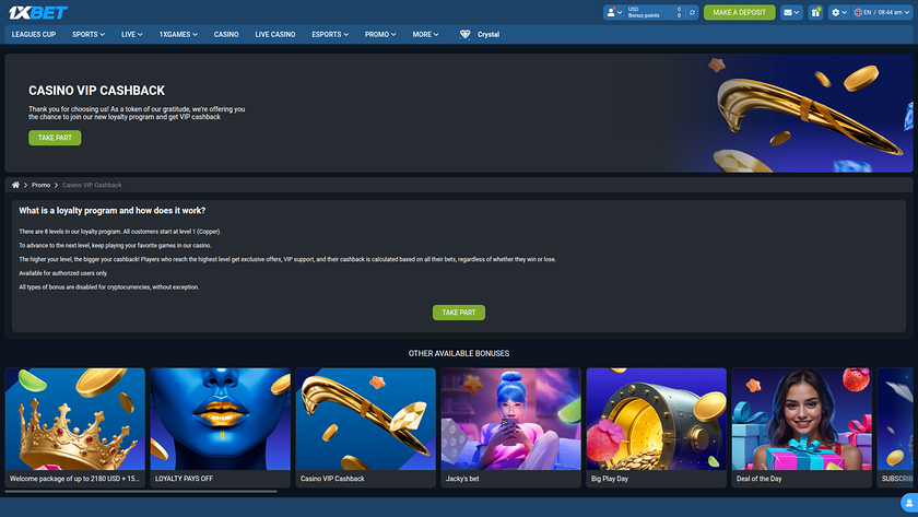 1xBet Casino — VIP section