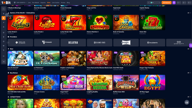1xBit Casino — Games by studio