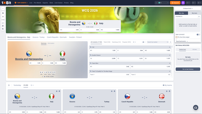 1xBit Casino — Sportsbook