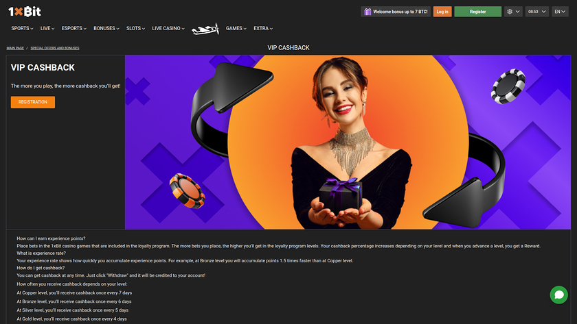 1xBit Casino — VIP section