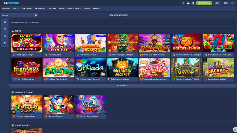 1xCasino — Jackpot games
