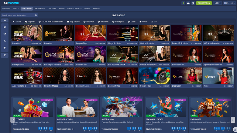 1xCasino — Live dealer lobby