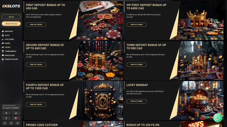 1xSlots Casino — Promotions page