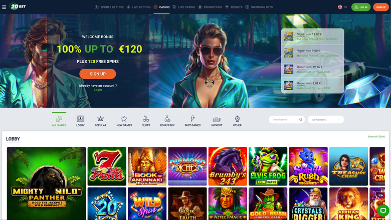 20Bet Casino — Homepage