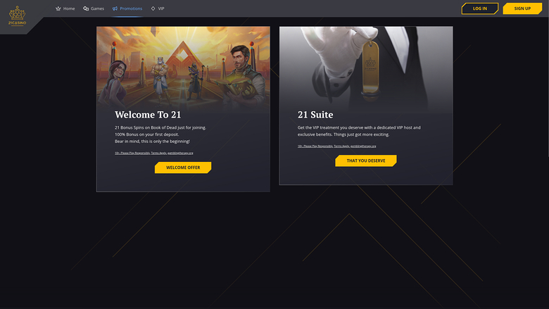 21 Casino — Promotions page