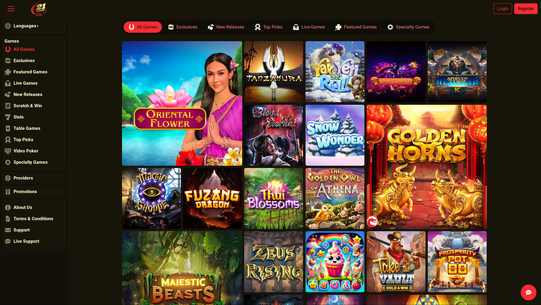 21 Grand Casino — Games lobby