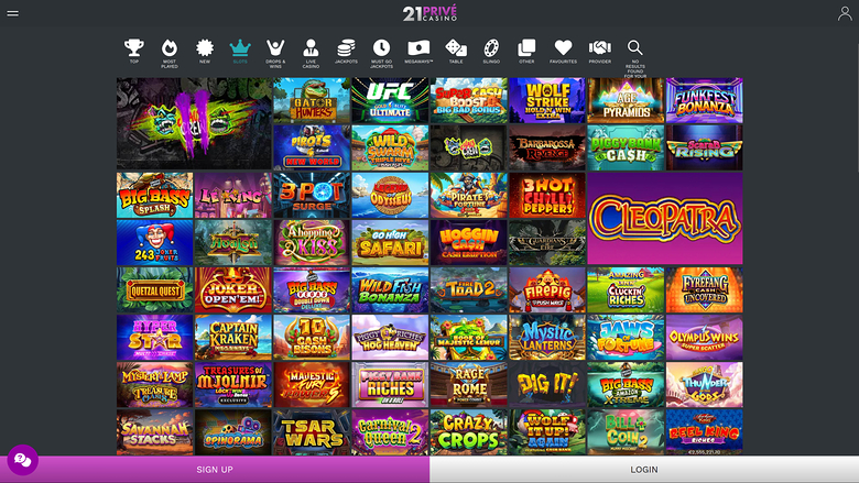 21 Prive Casino — Games lobby