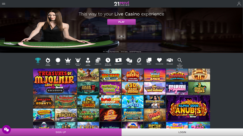 21 Prive Casino — Homepage