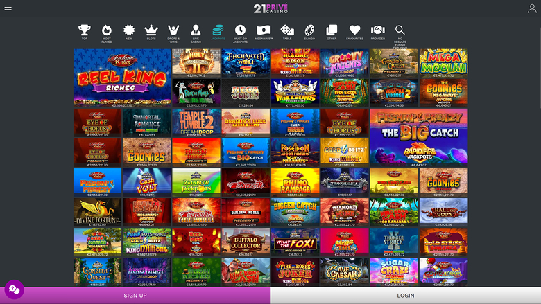21 Prive Casino — Jackpot games
