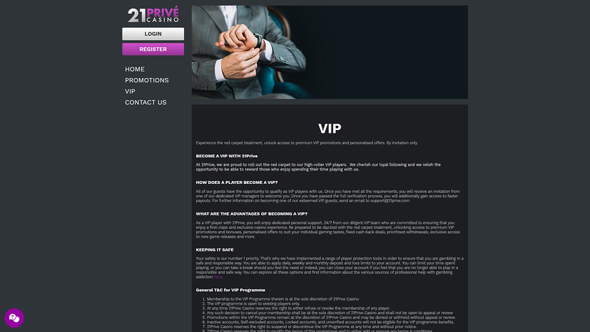 21 Prive Casino — VIP section