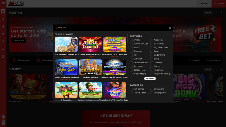 21.red — Jackpot games