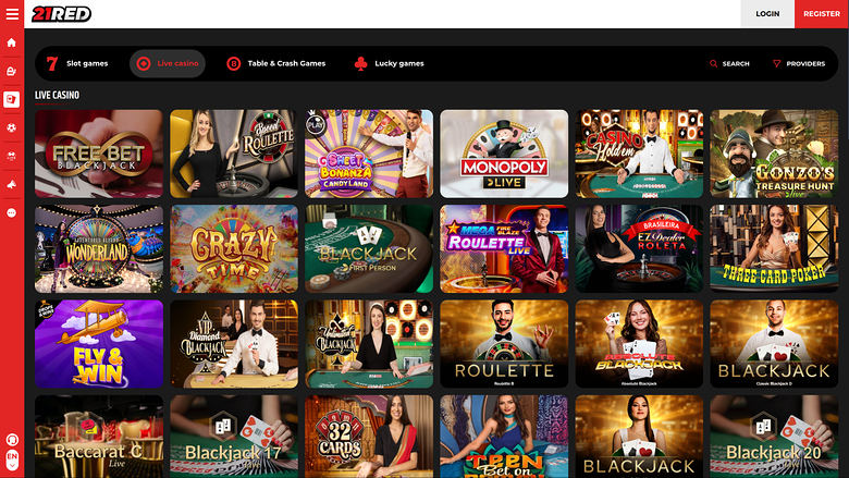 21.red — Live dealer lobby