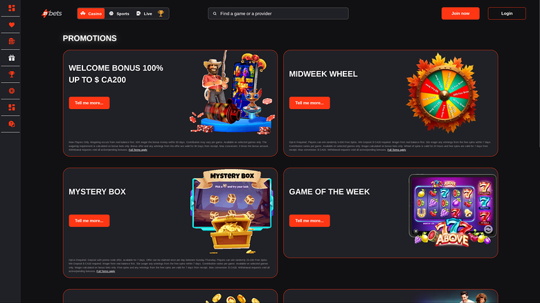 21betscasino.com — Promotions page