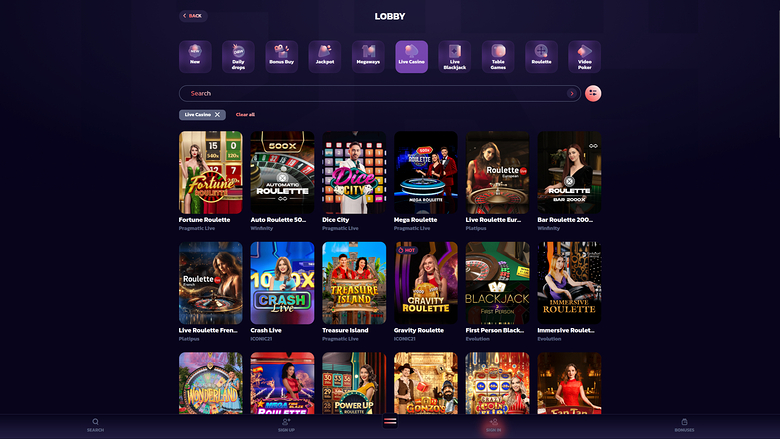21bit Casino — Live dealer lobby