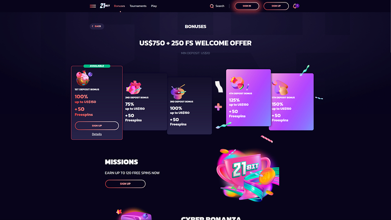 21bit Casino — Promotions page