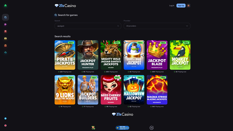 21kCasino — Jackpot games