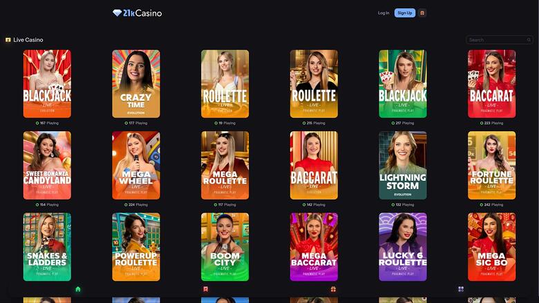 21kCasino — Live dealer lobby