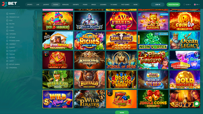 22 Bet Casino — Games by studio