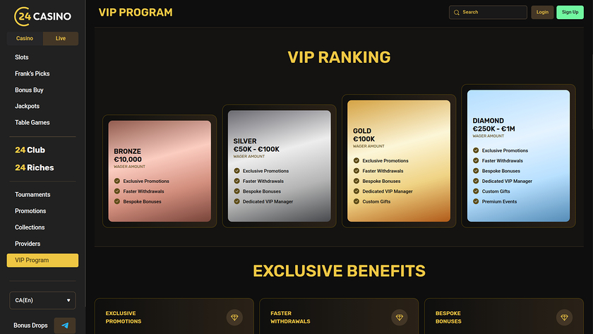 24Casino — VIP section