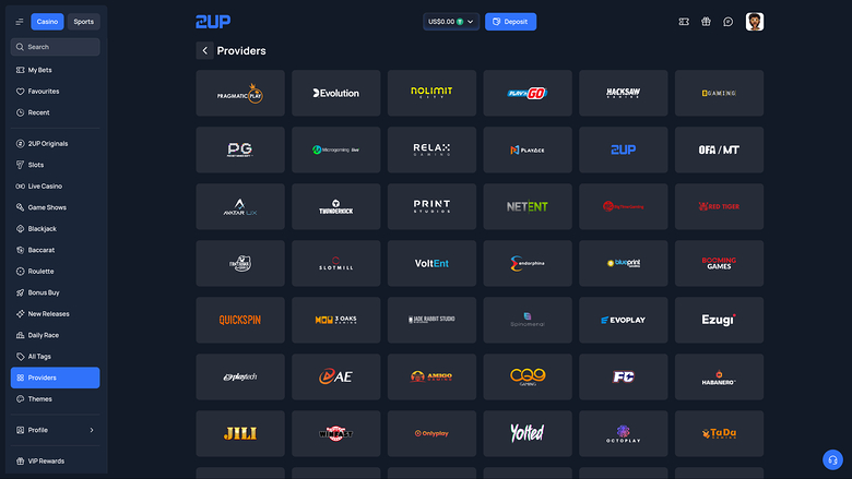 2up Casino — Games by studio