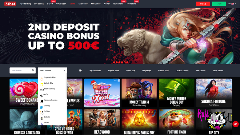 31Bet Casino — Games by studio