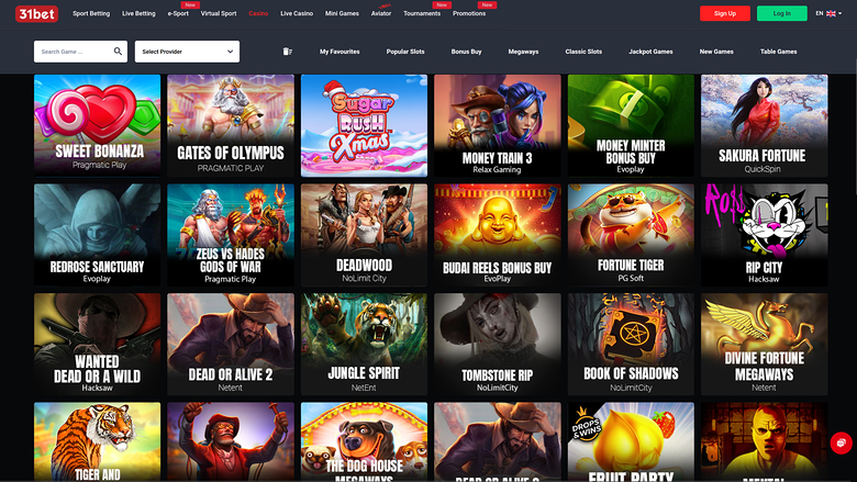 31Bet Casino — Games lobby