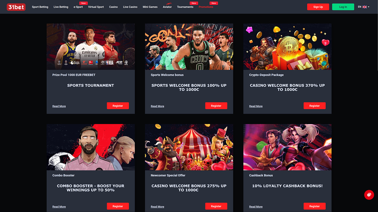 31Bet Casino — Promotions page
