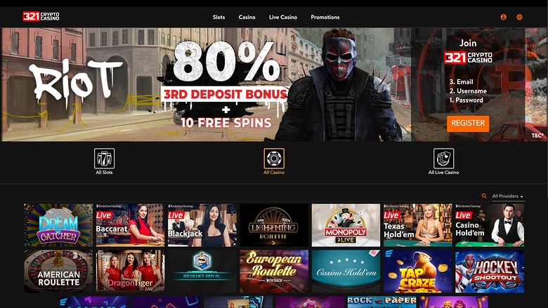 321Crypto Casino — Homepage