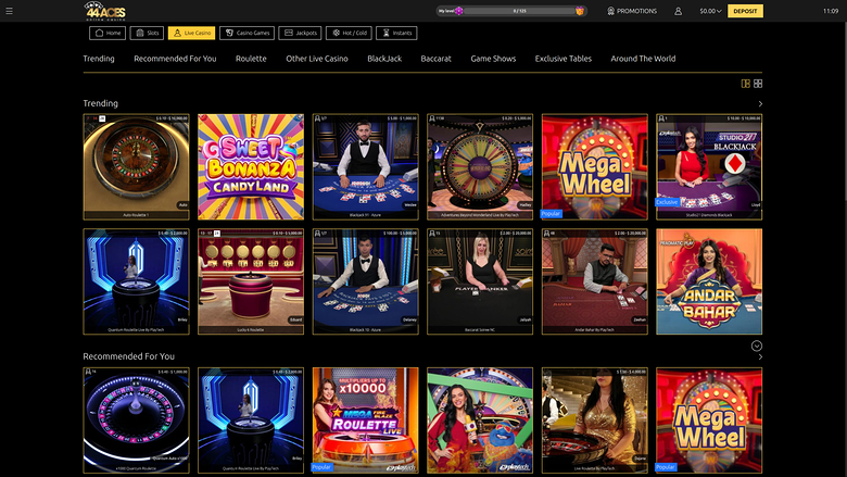 44Aces Online Casino — Live dealer lobby