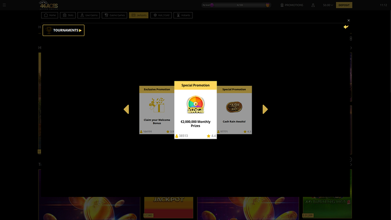 44Aces Online Casino — Promotions page