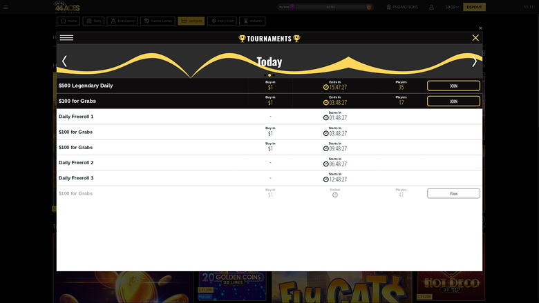 44Aces Online Casino — Tournaments