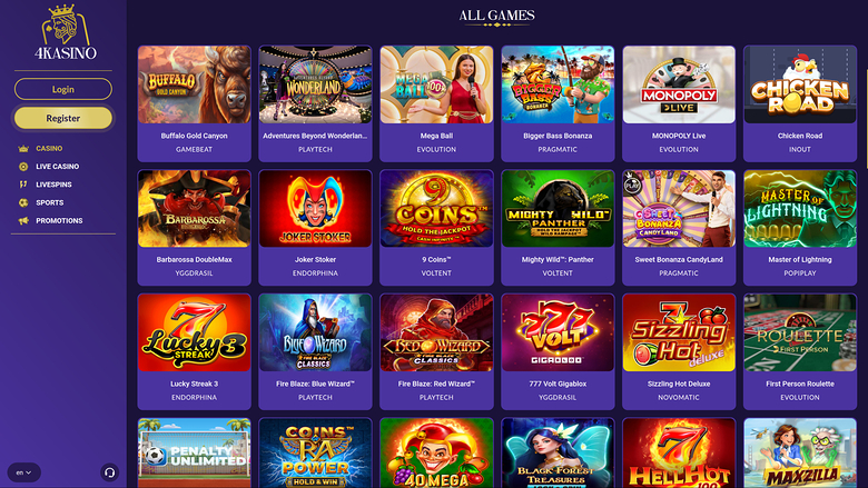 4Kasino — Games lobby
