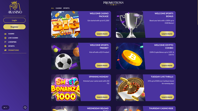 4Kasino — Promotions page